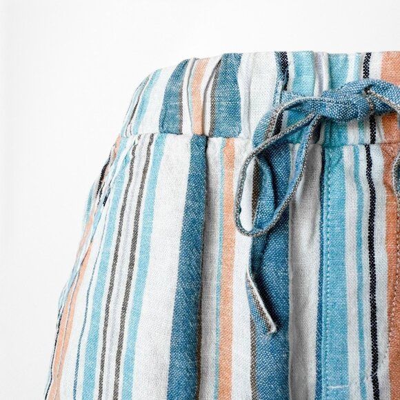 Blue High Low Rise Drawstring Relaxed Fit Summer Bermuda Style Shorts Size XS/S - Picture 7 of 7